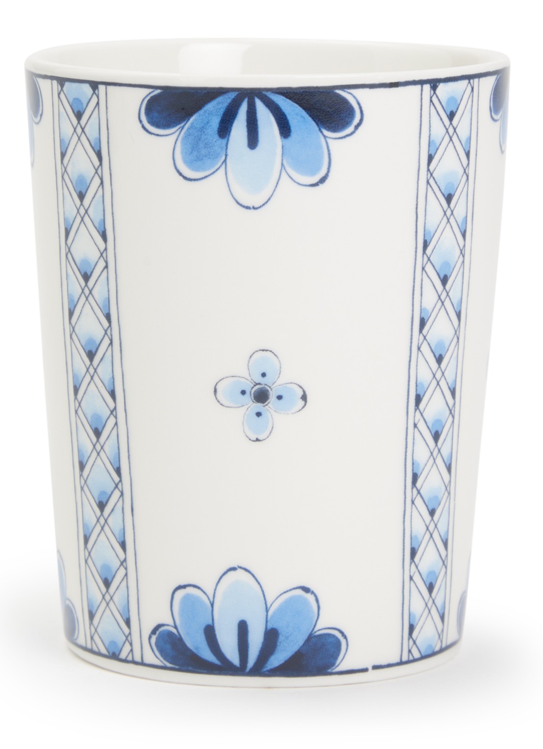 Heinen Delfts Blauw Filigrane Baroque kopje 22 cl  - voorkant wit