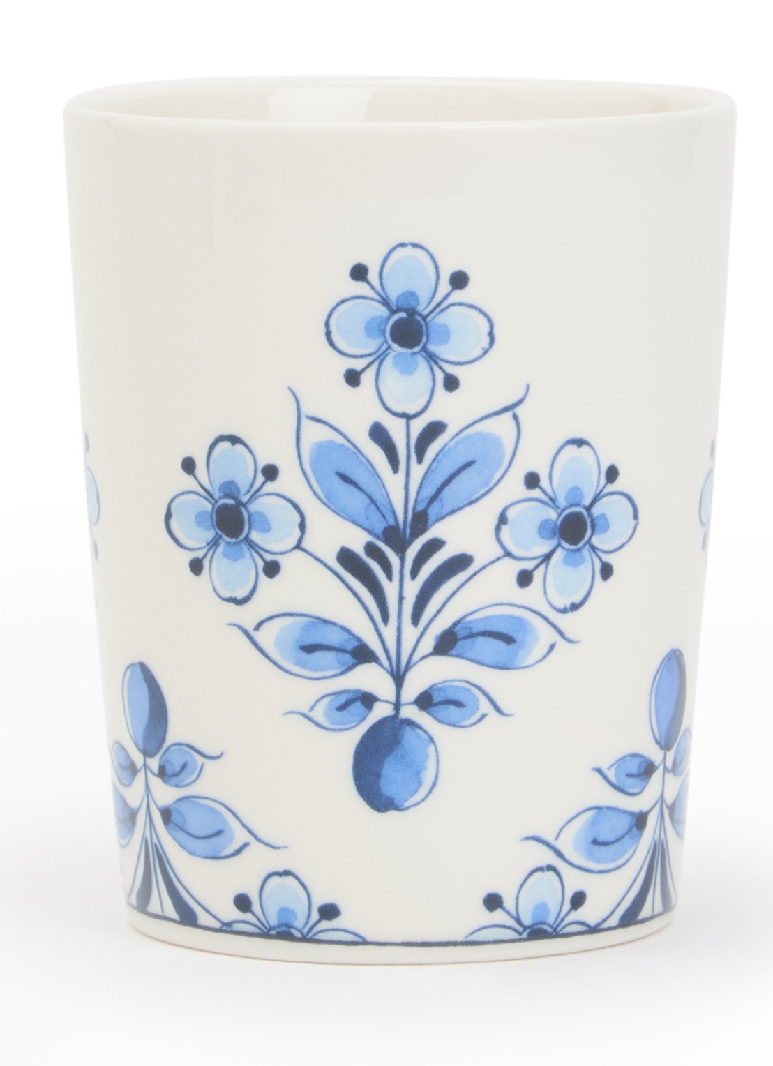 Heinen Delfts Blauw Fleuron Baroque kopje 22 cl  - voorkant wit