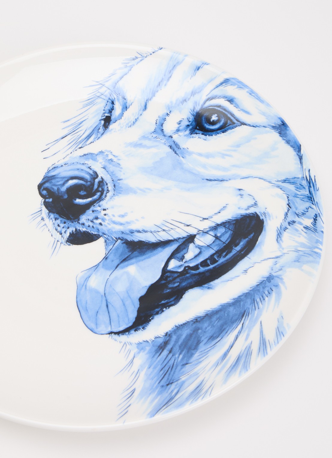 Heinen Delfts Blauw Golden Retriever wandbord 26,5 cm - detail wit