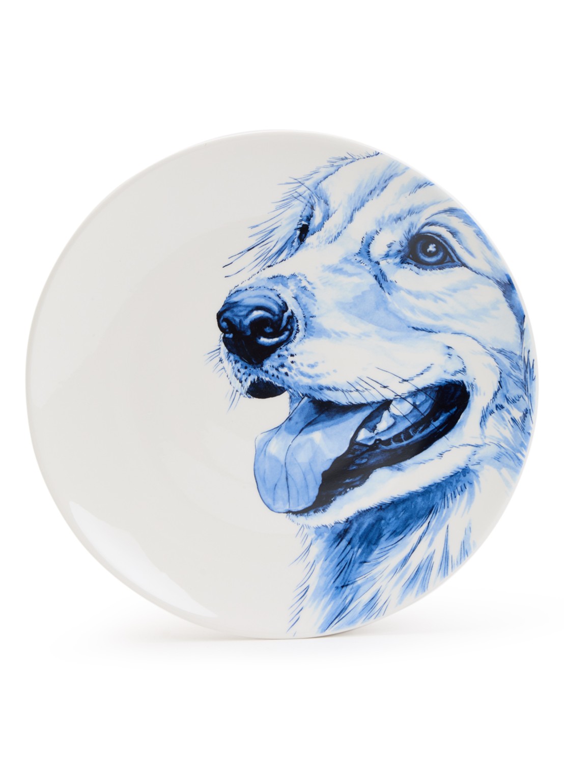 Heinen Delfts Blauw Golden Retriever wandbord 26,5 cm - voorkant 3 wit