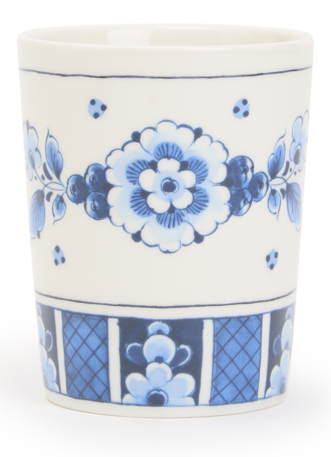 Heinen Delfts Blauw Guirlande Baroque kopje 22 cl  - voorkant wit