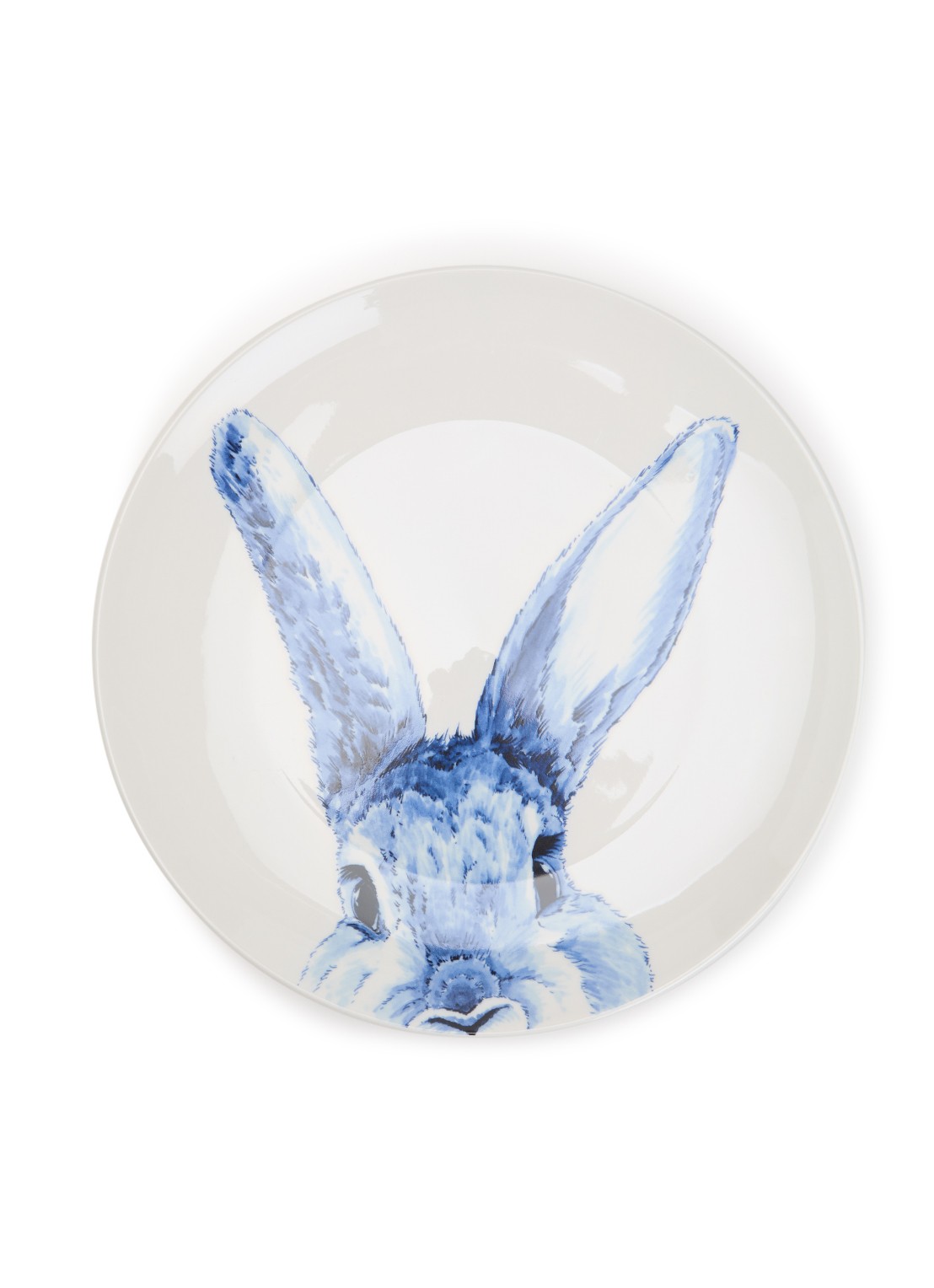 Heinen Delfts Blauw Haas wandbord decoratie 26 cm  - voorkant blauw