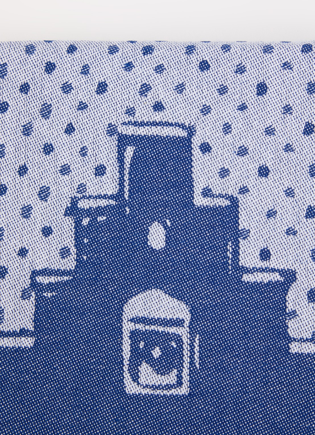 Heinen Delfts Blauw Huisjes theedoek van katoen 50 x 70 cm - voorkant 2 blauw