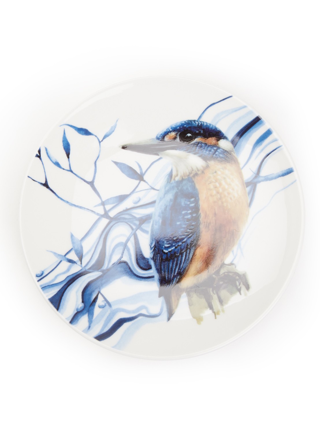 Heinen Delfts Blauw IJsvogel wandbord 15,5 cm - voorkant 3 multicolor
