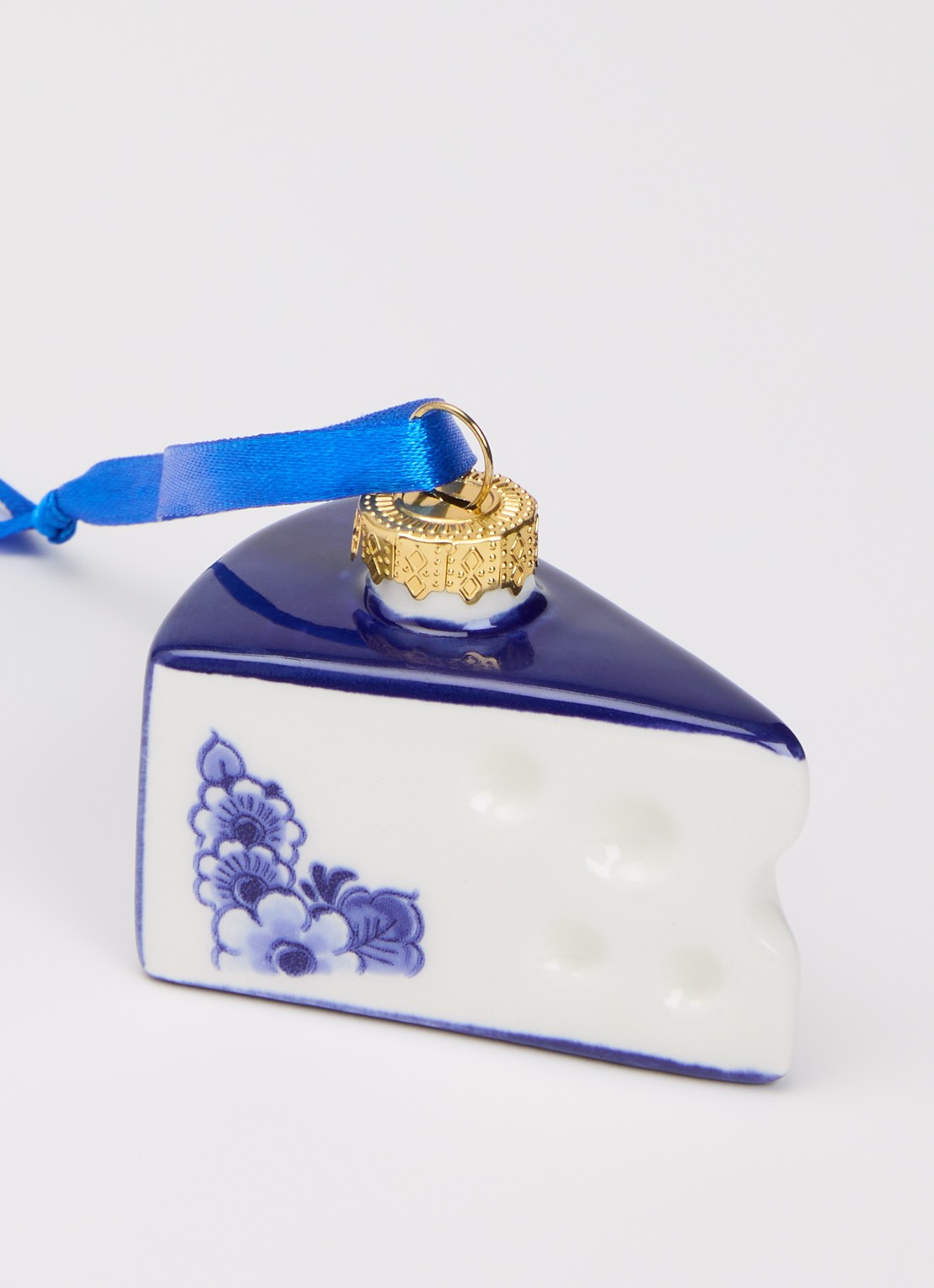 Heinen Delfts Blauw Kaas kersthanger 4 cm - detail 2 gebroken wit