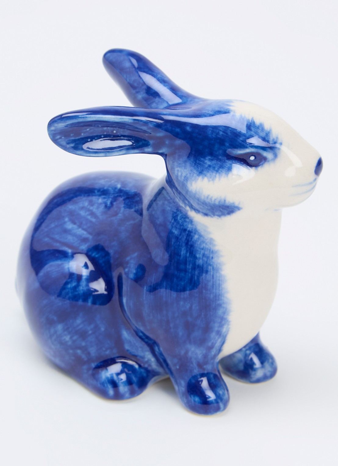 Heinen Delfts Blauw Konijn ornament 8,5 cm - voorkant 2 donkerblauw