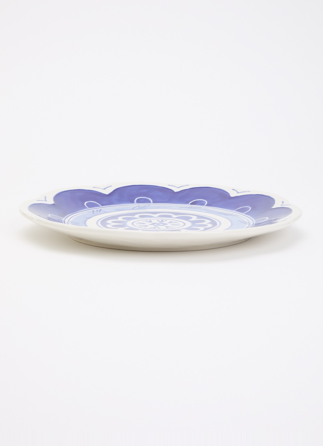 Heinen Delfts Blauw Majolica dinerbord 26,5 cm - voorkant 2 wit