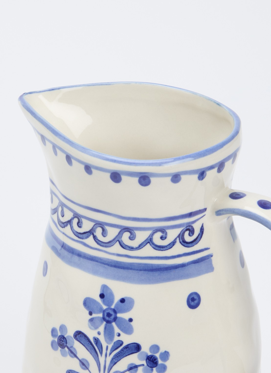 Heinen Delfts Blauw Majolica karaf 1,4 liter - voorkant 2 wit