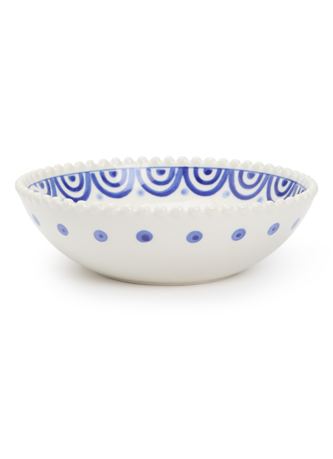 Heinen Delfts Blauw Majolica kom 19 cm - voorkant wit