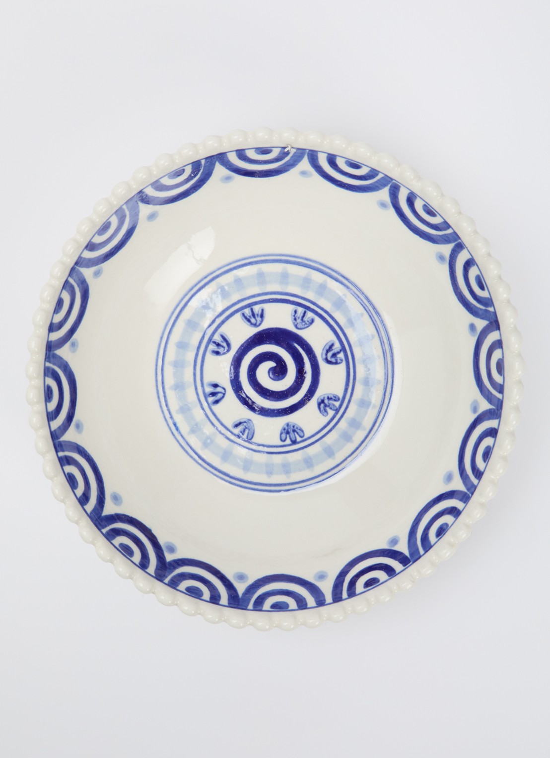 Heinen Delfts Blauw Majolica kom 19 cm - voorkant 2 wit