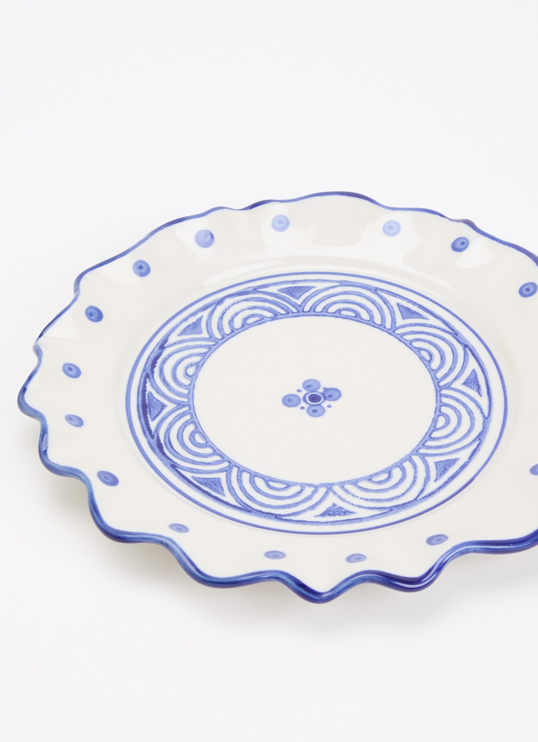 Heinen Delfts Blauw Majolica ontbijtbord 21,5 cm - detail wit