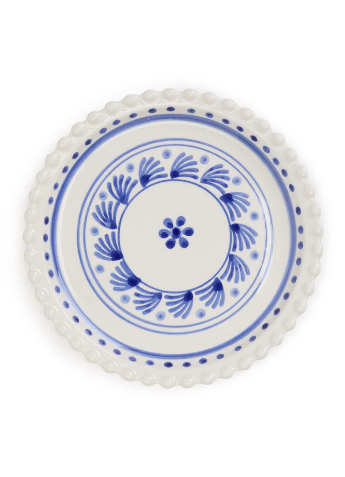Heinen Delfts Blauw Majolica ontbijtbord 22 cm - voorkant wit