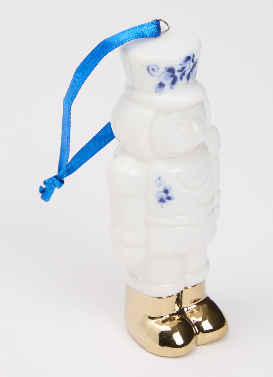 Heinen Delfts Blauw Notenkraker kersthanger 9,5 cm - detail 2 gebroken wit