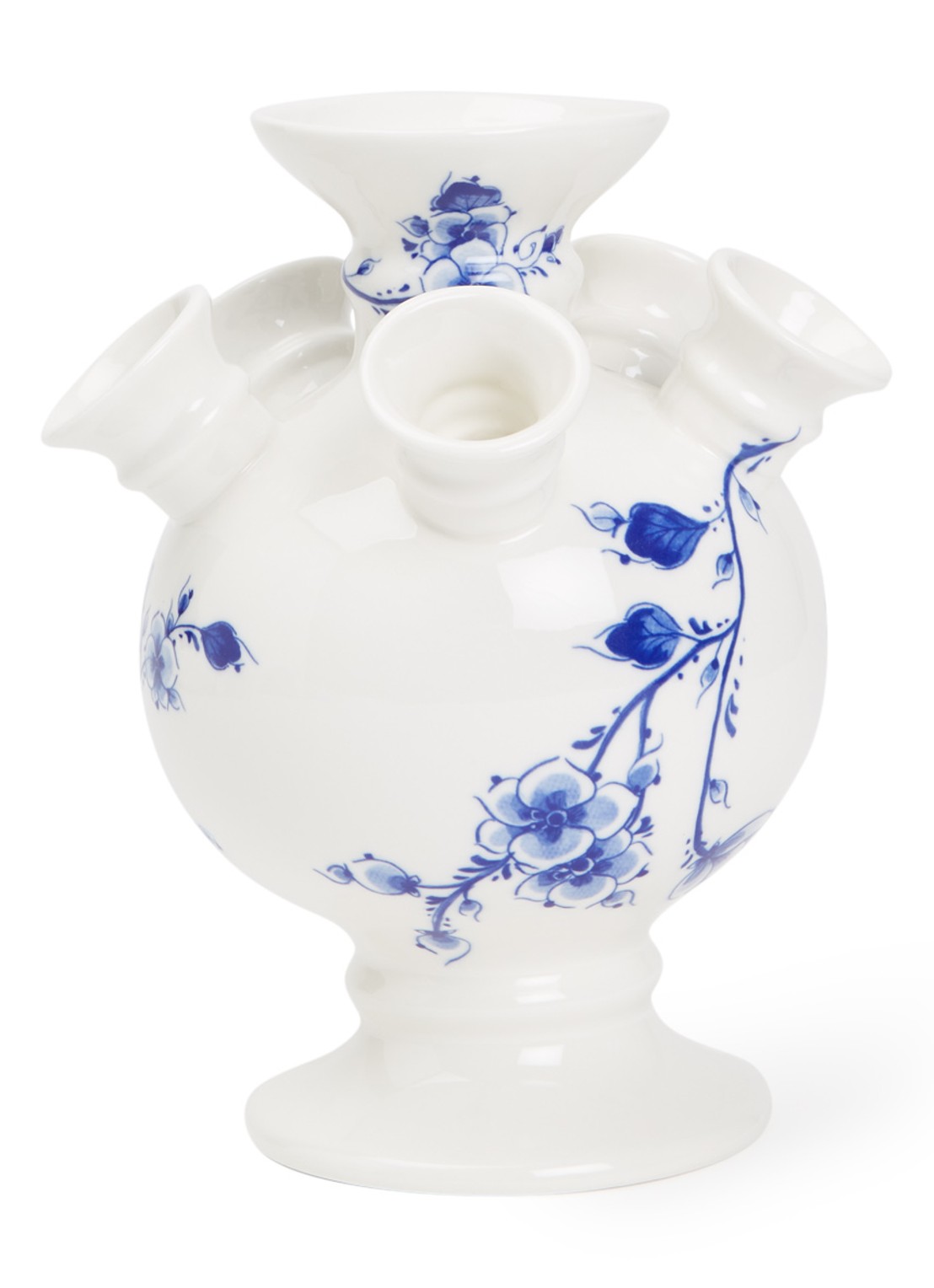 Heinen Delfts Blauw Orchidee tulpenvaas 22 cm - voorkant donkerblauw