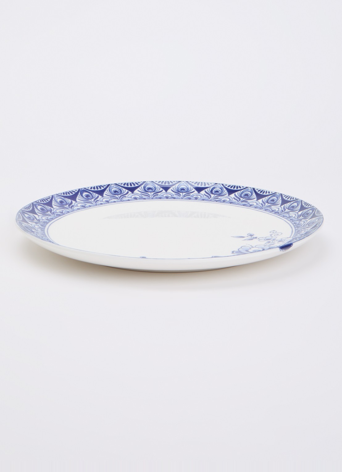 Heinen Delfts Blauw Paauw Blauw dinerbord 27 cm - voorkant 4 wit