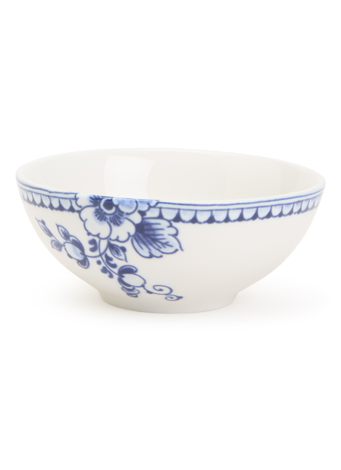 Heinen Delfts Blauw Paauw Blauw dipschaal 10 cm  - voorkant wit