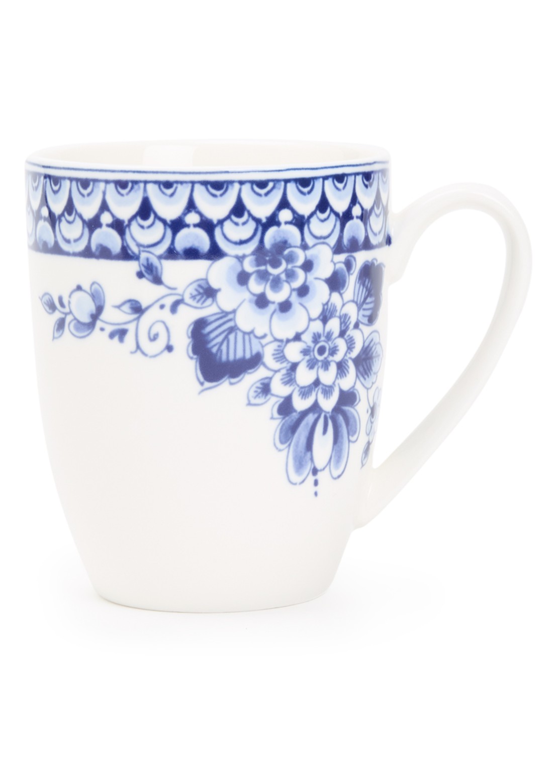 Heinen Delfts Blauw Paauw Blauw mok 25 cl - voorkant wit