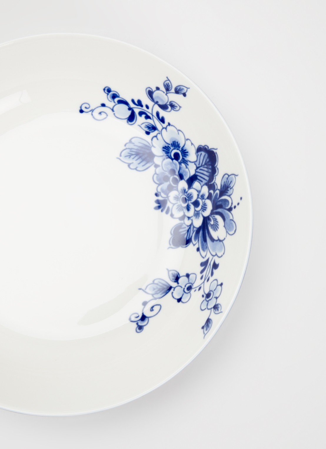 Heinen Delfts Blauw Paauw Blauw pastabord 20 cm - detail wit