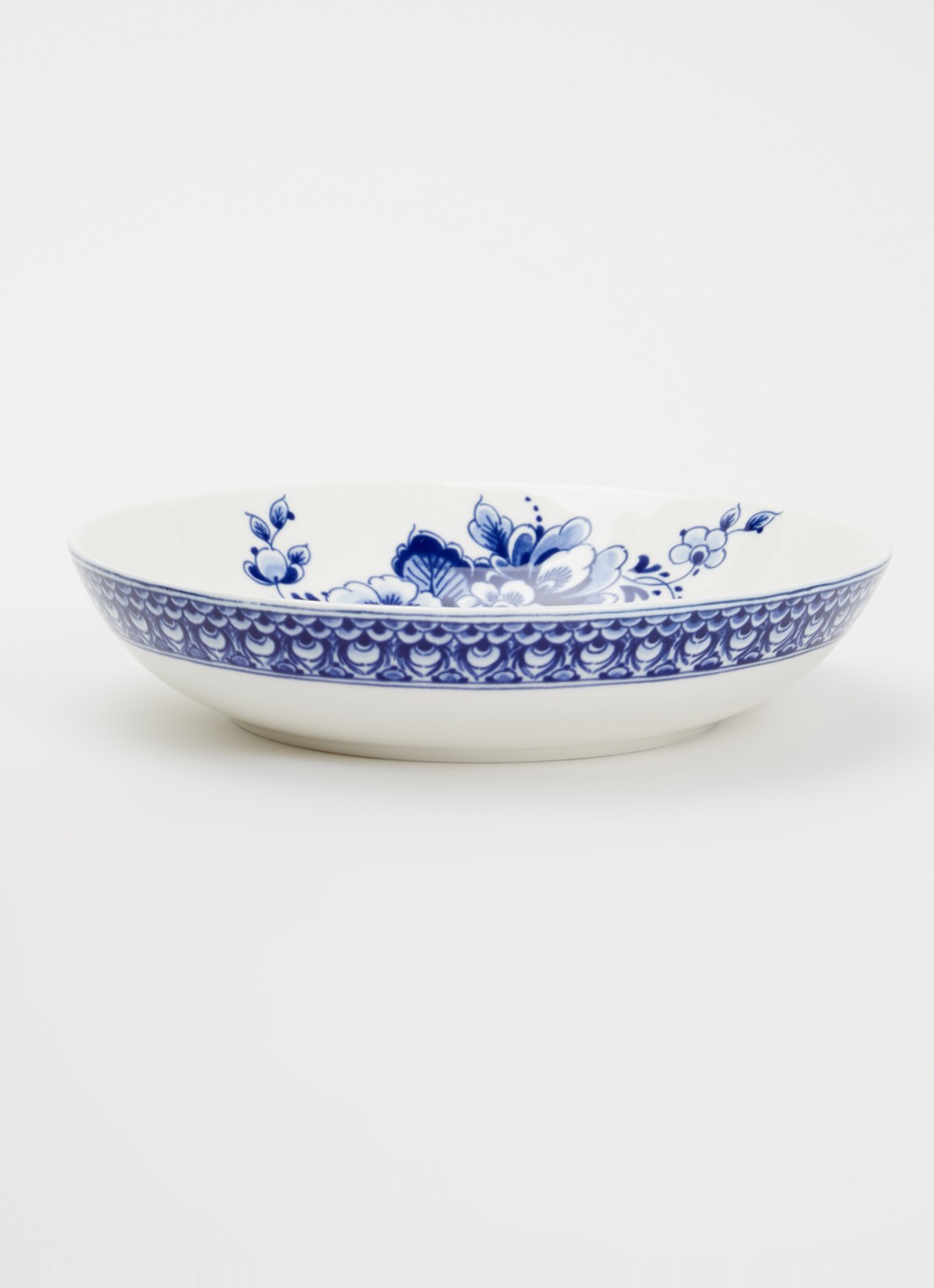 Heinen Delfts Blauw Paauw Blauw pastabord 20 cm - voorkant 4 wit