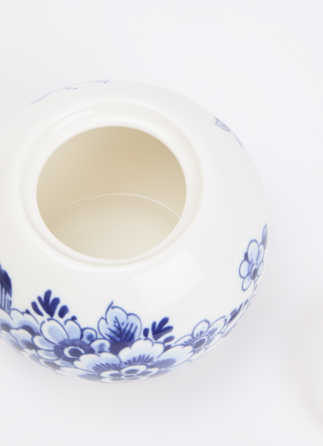 Heinen Delfts Blauw Paauw Blauw suikerpot 10 cm - voorkant 2 wit
