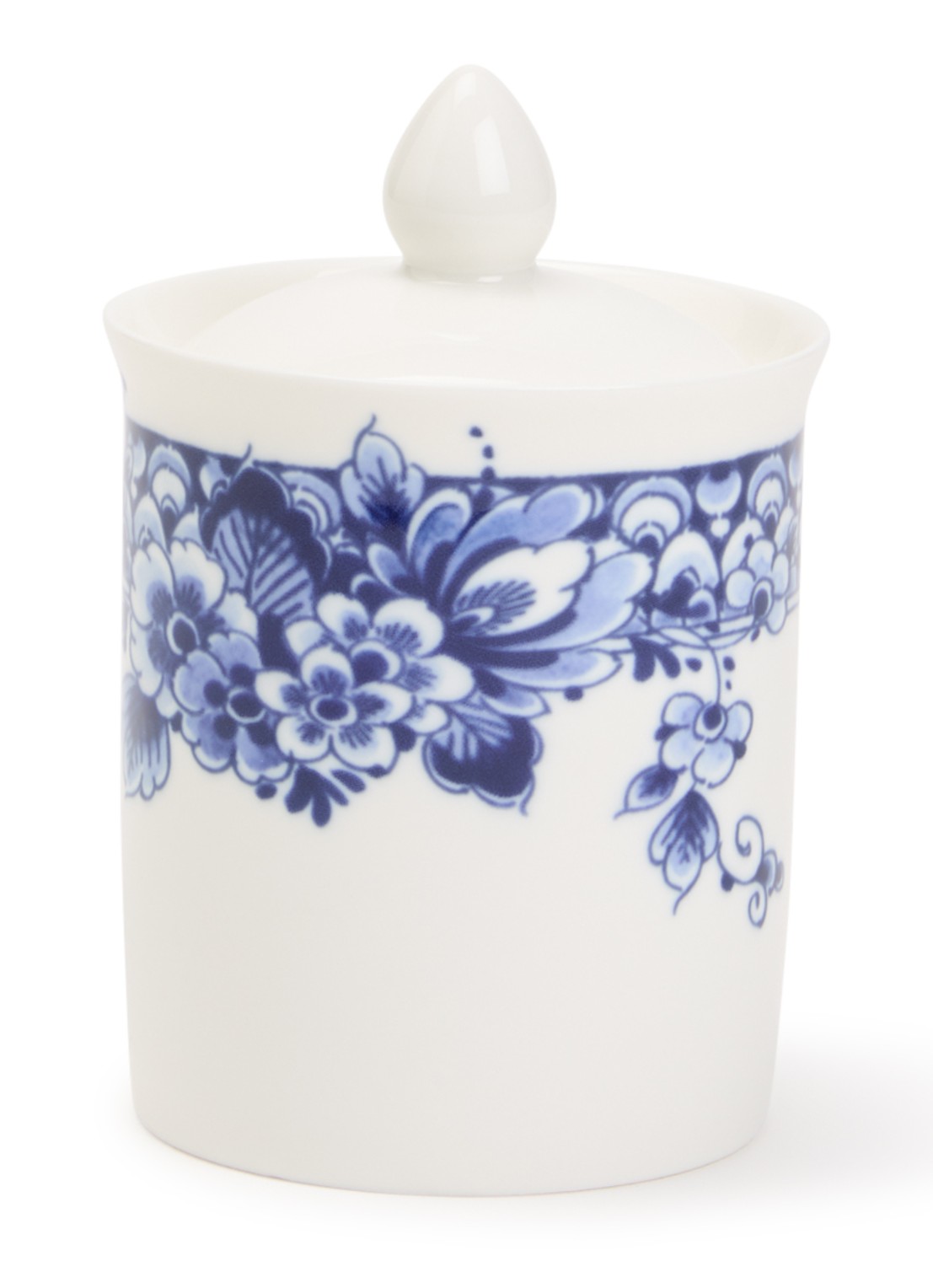Heinen Delfts Blauw Paauw Blauw voorraadpot 0,12 liter  - voorkant wit