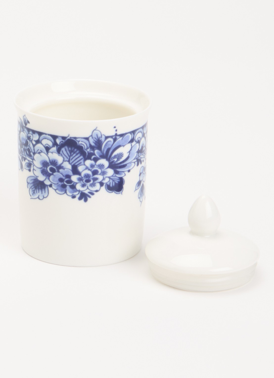 Heinen Delfts Blauw Paauw Blauw voorraadpot 0,12 liter  - voorkant 2 wit