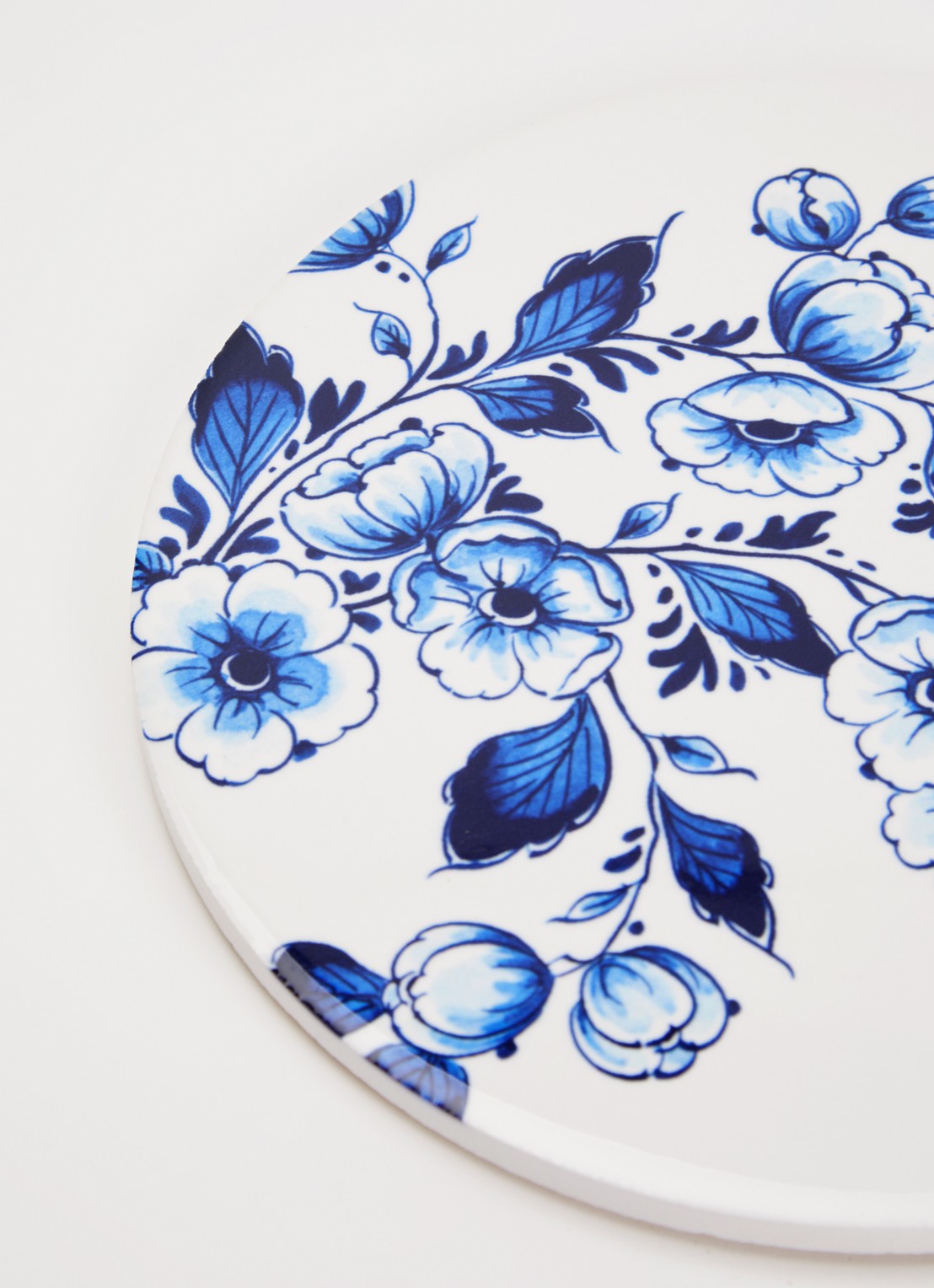 Heinen Delfts Blauw Panonderzetter 18 cm - voorkant 2 royalblauw