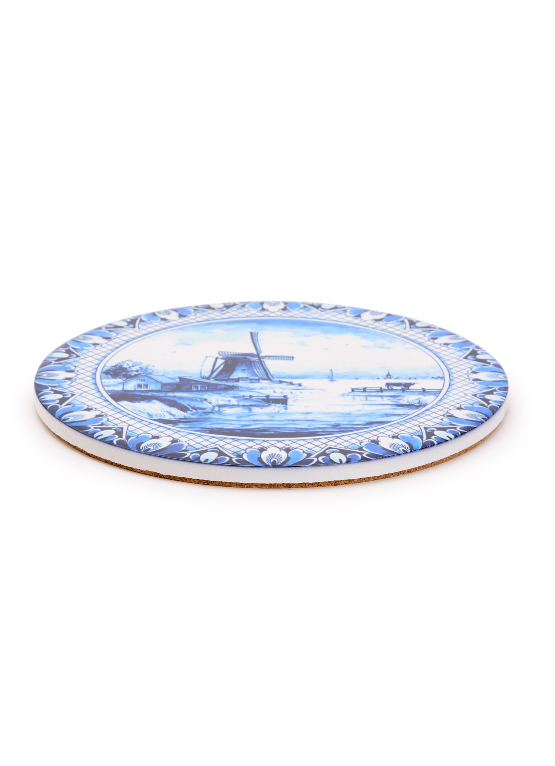Heinen Delfts Blauw Panonderzetter 18 cm - voorkant royalblauw