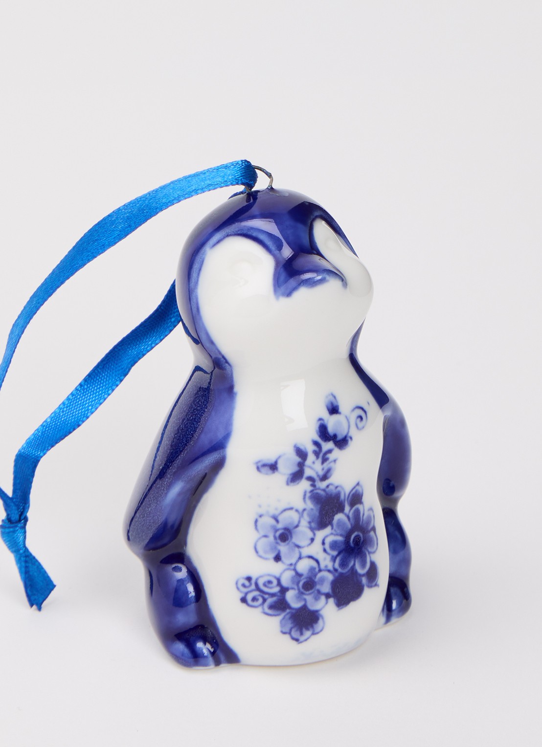 Heinen Delfts Blauw Pinguin kersthanger 8 cm - detail multicolor