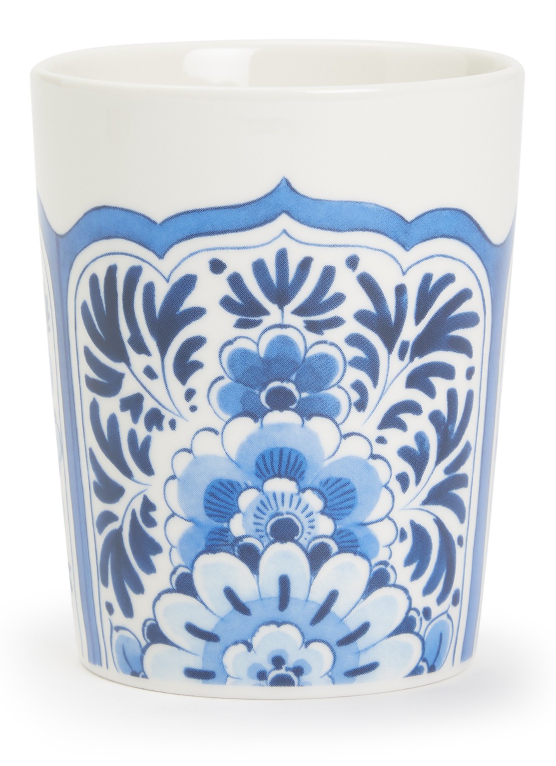 Heinen Delfts Blauw Rocaille Baroque kopje 22 cl  - voorkant 2 wit