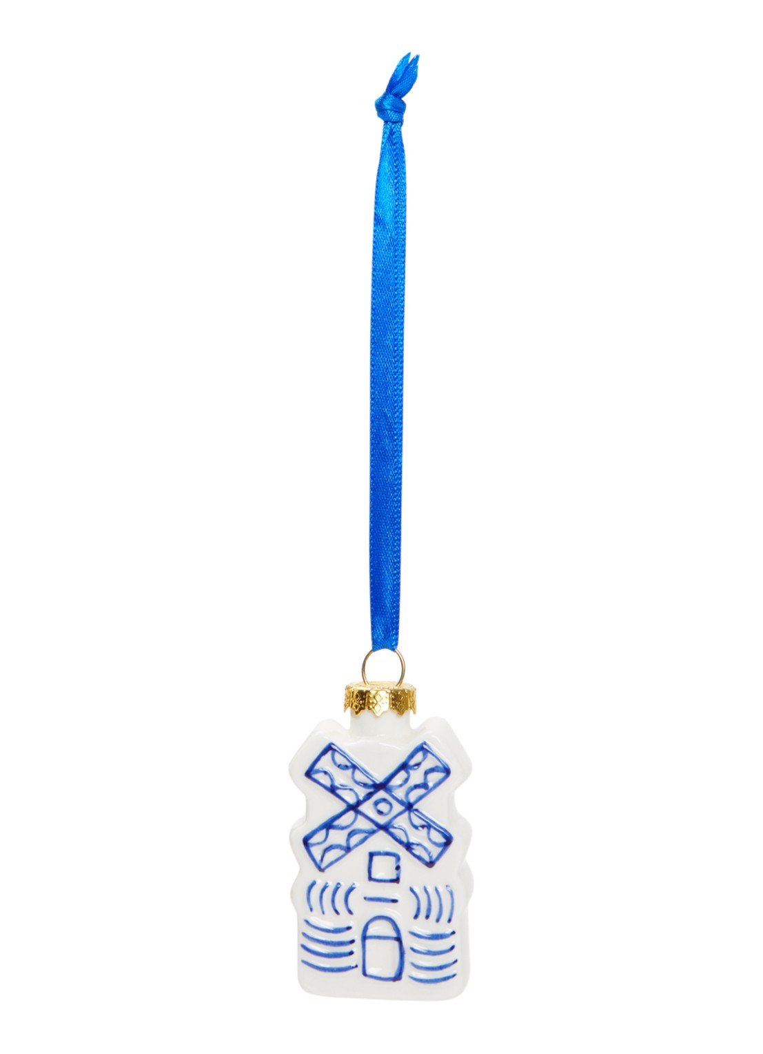 Heinen Delfts Blauw Speculaas kersthanger 5,5 cm - voorkant 2 gebroken wit