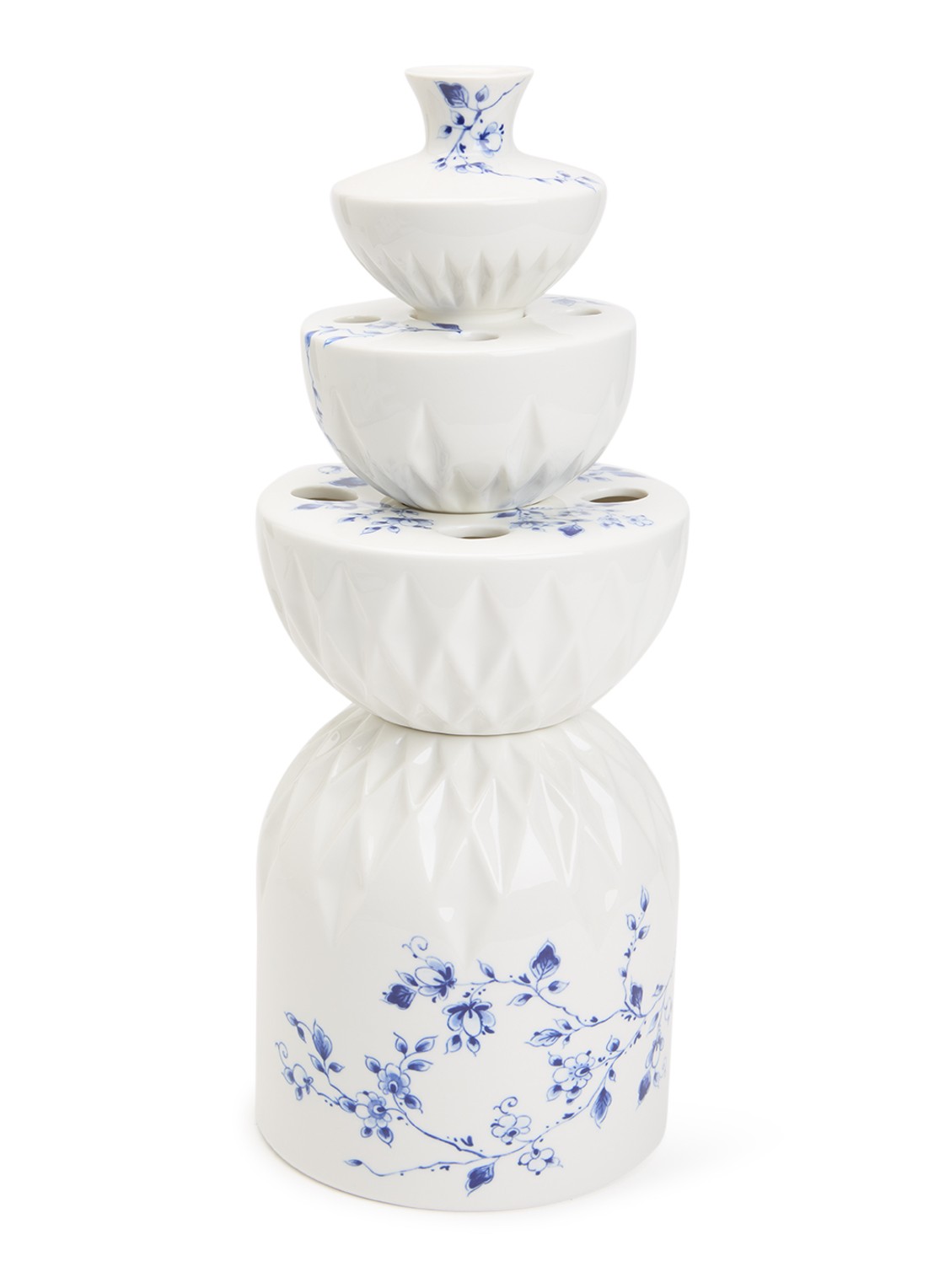 Heinen Delfts Blauw Stapelvaas 42 cm 4-delig  - voorkant wit
