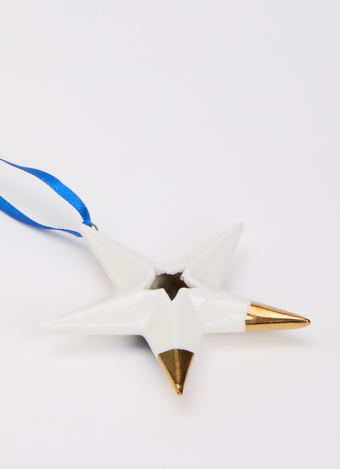 Heinen Delfts Blauw Ster 4 kersthanger 8,5 cm - detail 2 gebroken wit