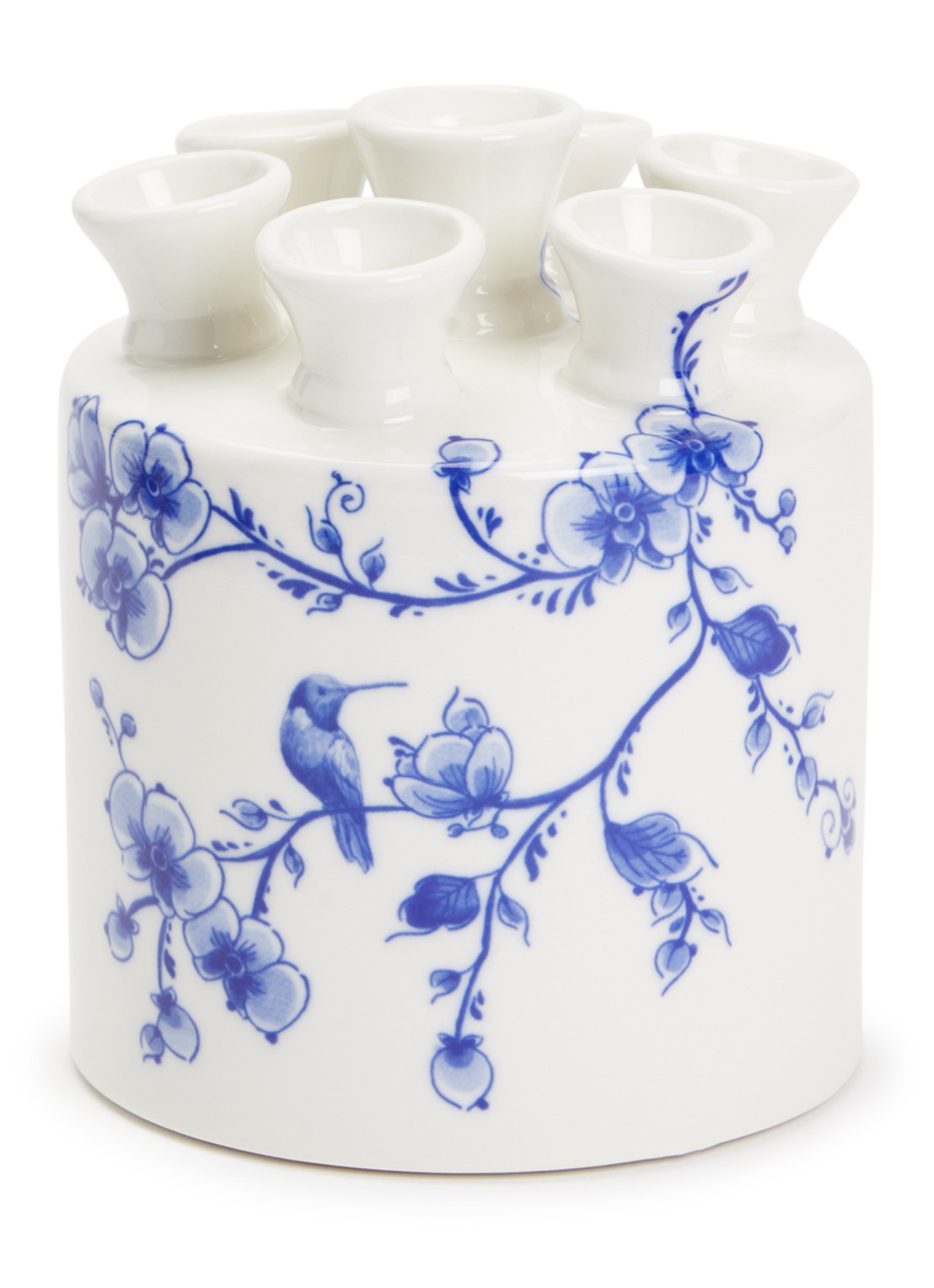 Heinen Delfts Blauw Tulpenvaas 16 cm - voorkant royalblauw