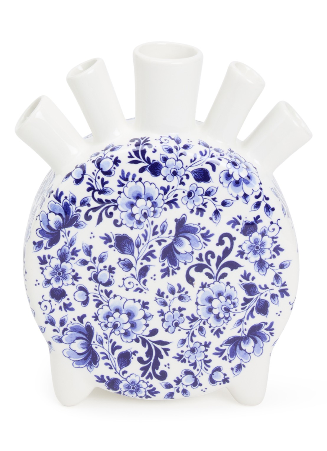 Heinen Delfts Blauw Tulpenvaas 20 cm  - voorkant 2 blauw