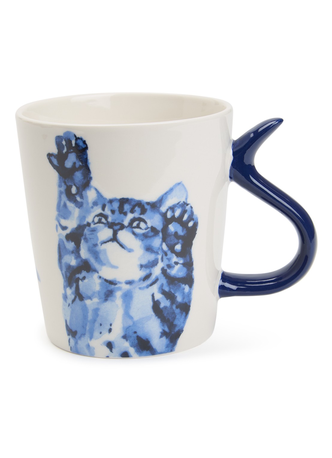 Heinen Delfts Blauw Wensmok Kattenstaart kop 30 cl  - voorkant blauw