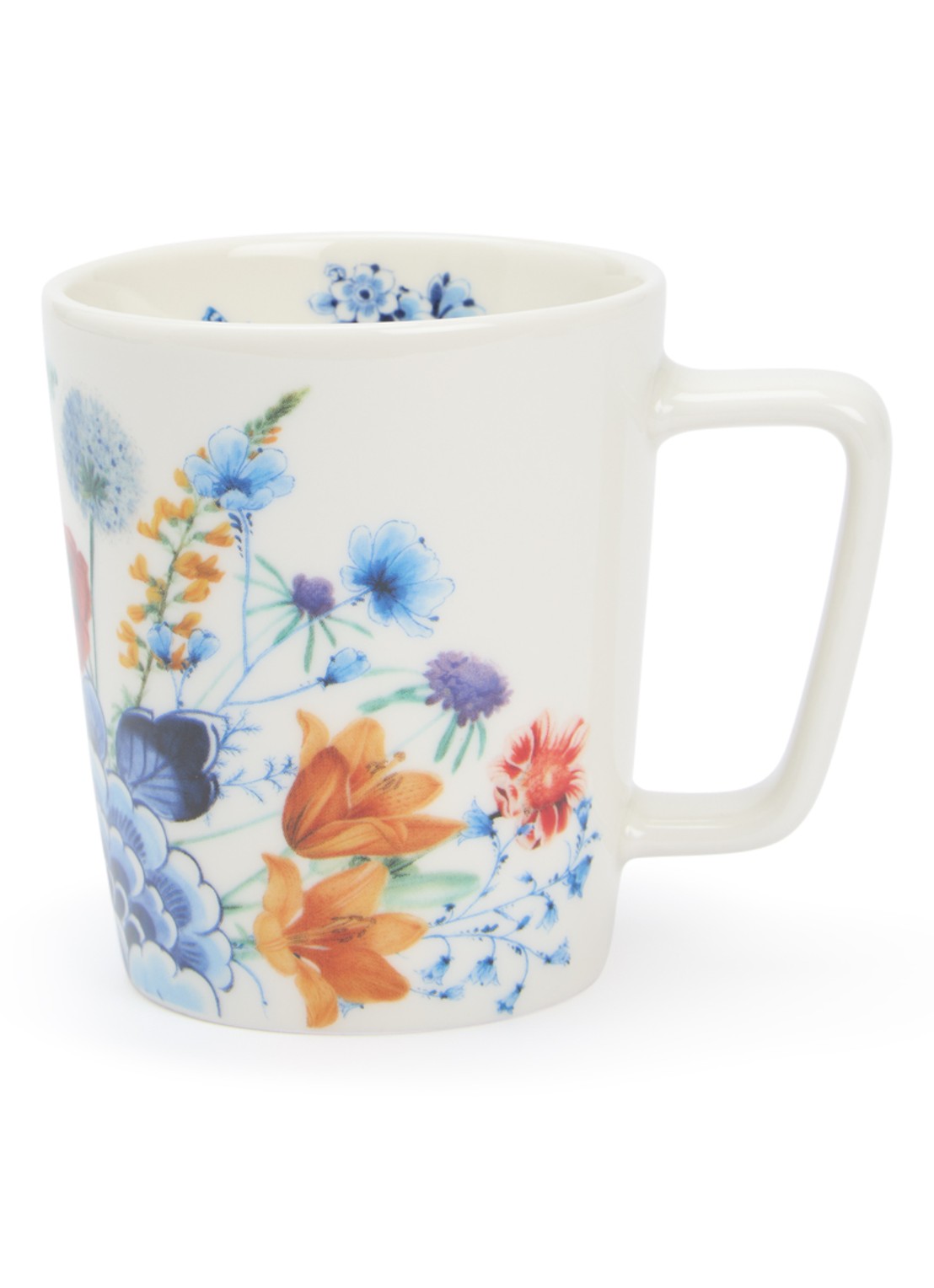 Heinen Delfts Blauw Wildbloemen kopje 14,5 cl - voorkant wit