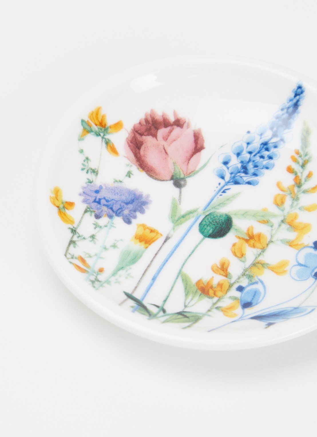 Heinen Delfts Blauw Wildbloemen theetip 7 cm - detail wit