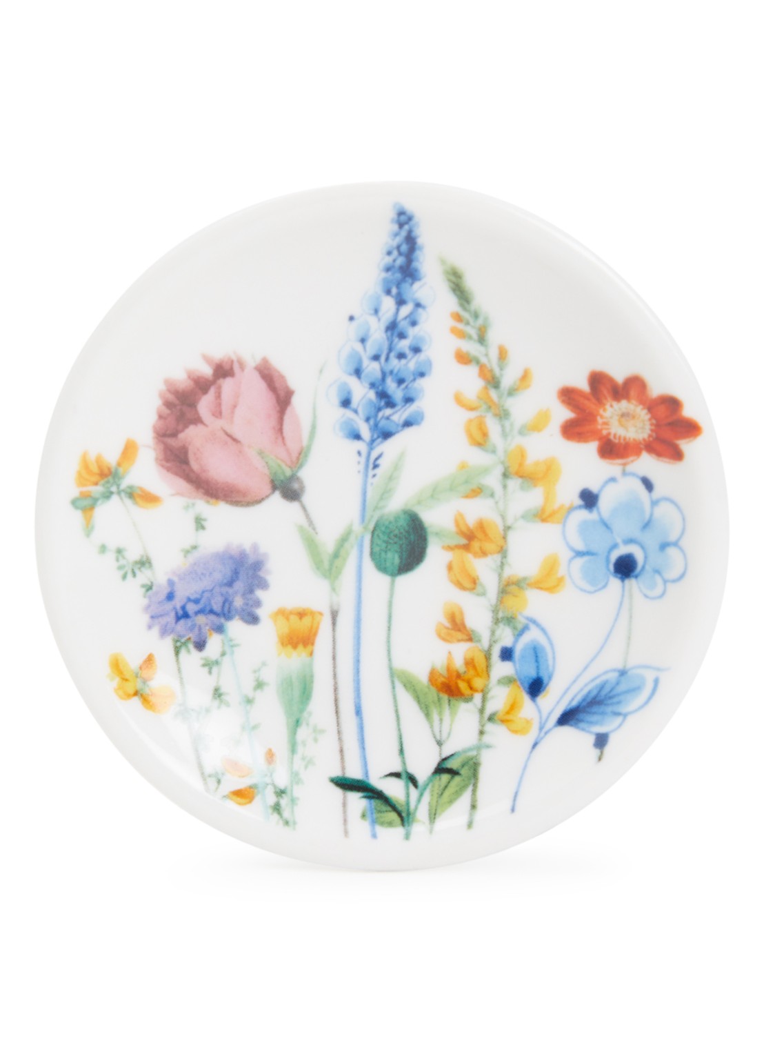 Heinen Delfts Blauw Wildbloemen theetip 7 cm - voorkant 2 wit