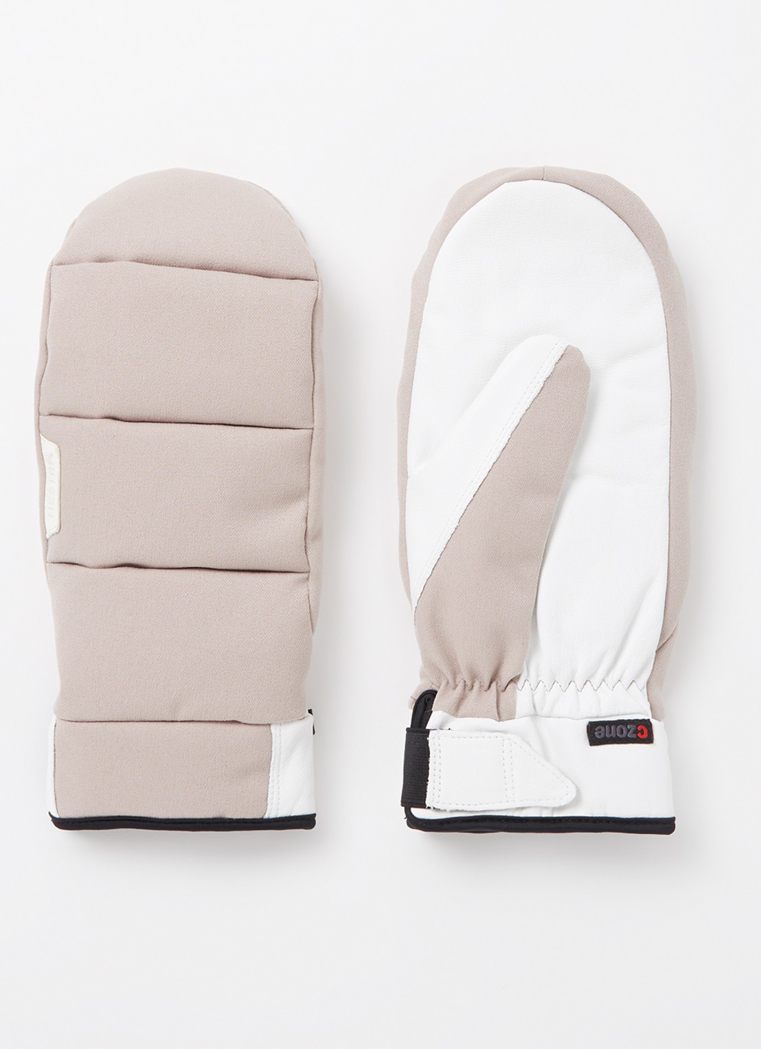Hestra CZone Frame ski-wanten met lamsleren details - voorkant beige