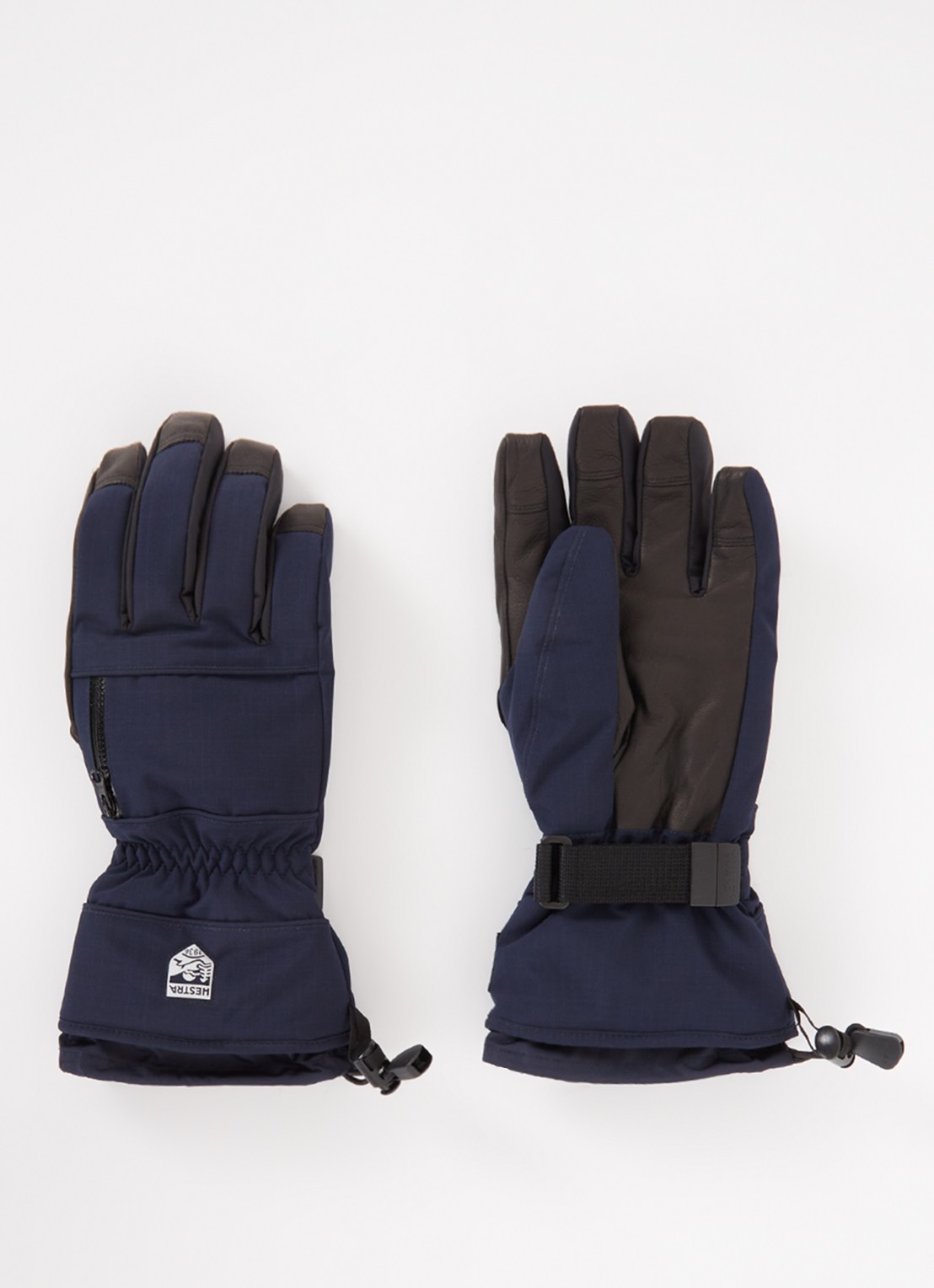 Hestra Czone Pointer handschoenen met details van geitenleer - voorkant donkerblauw
