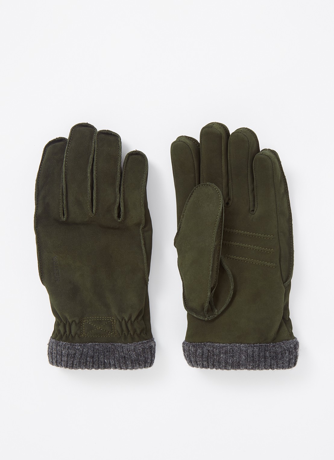 Hestra Joar handschoenen van nubuck - voorkant legergroen