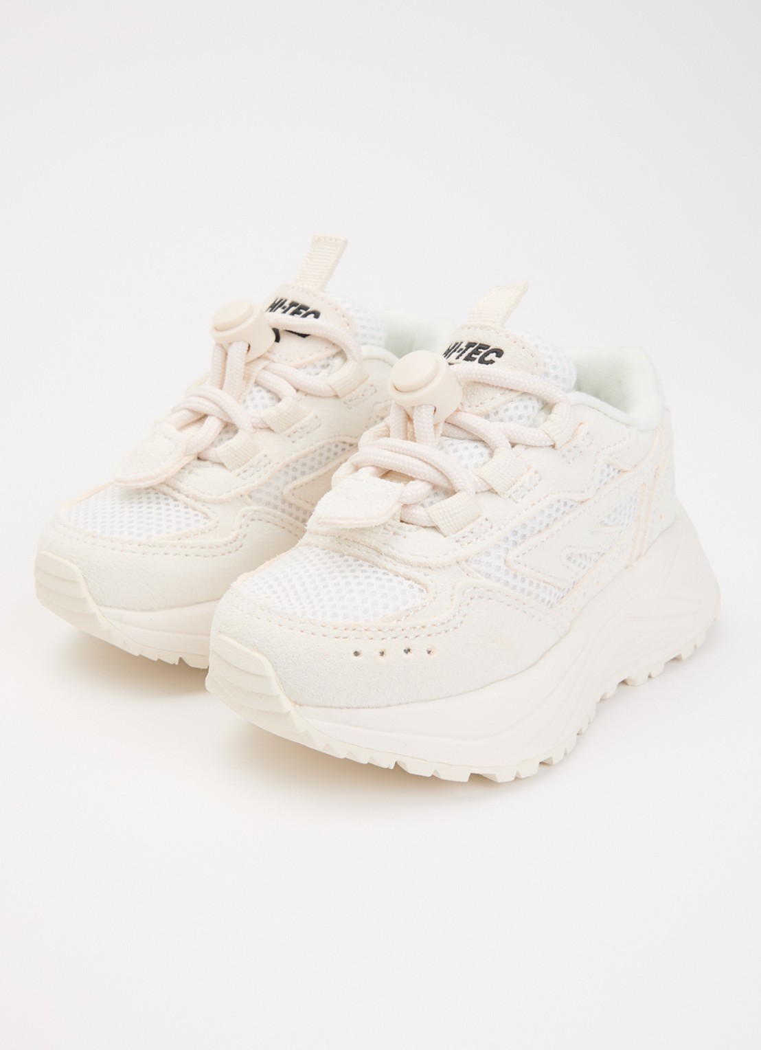 Hi-Tec HTS Kids Shadow Lace sneaker van suède met details van mesh - voorkant 6 creme