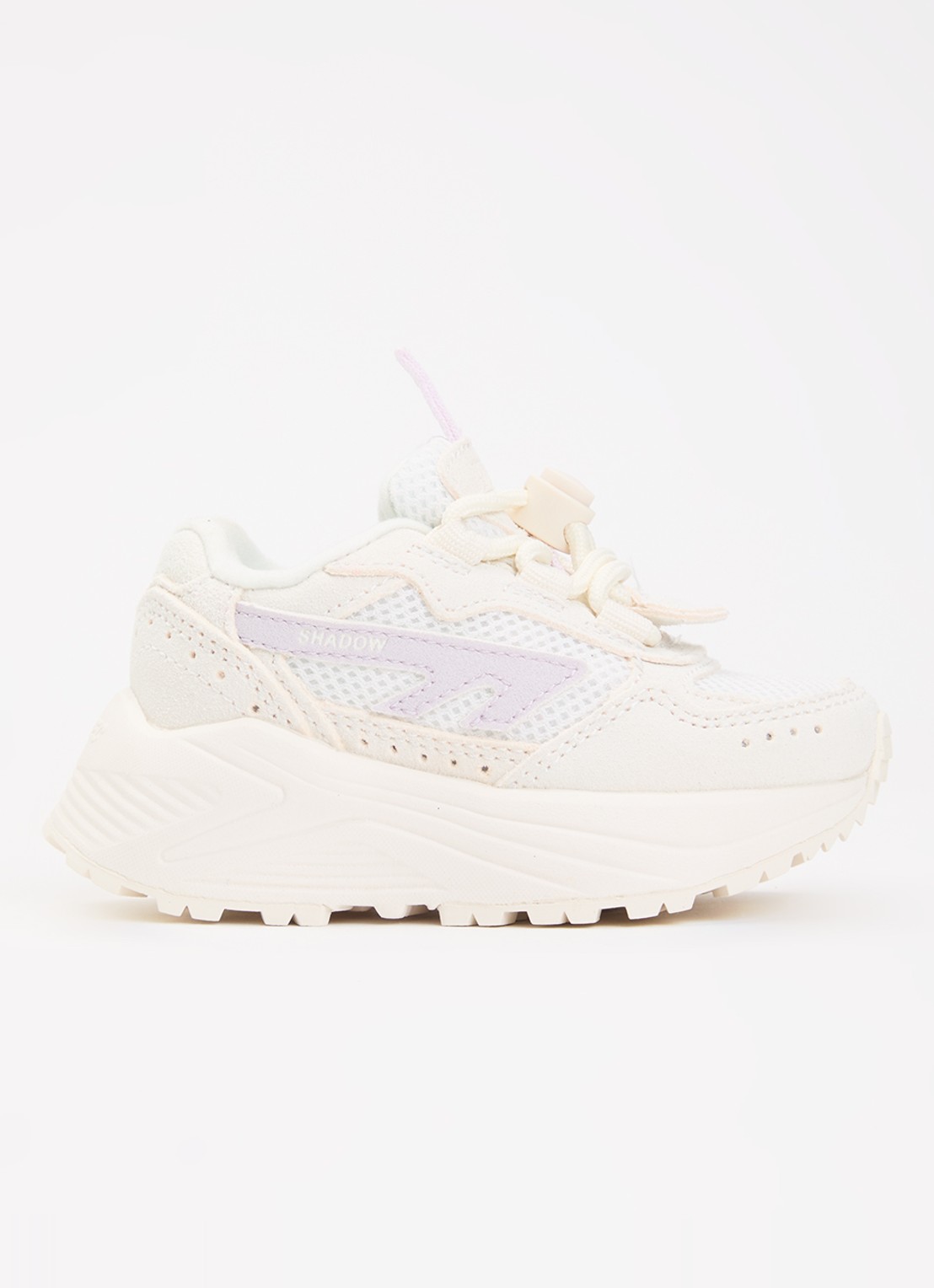 Hi-Tec HTS Kids Shadow Lace sneaker van suède met details van mesh - voorkant creme