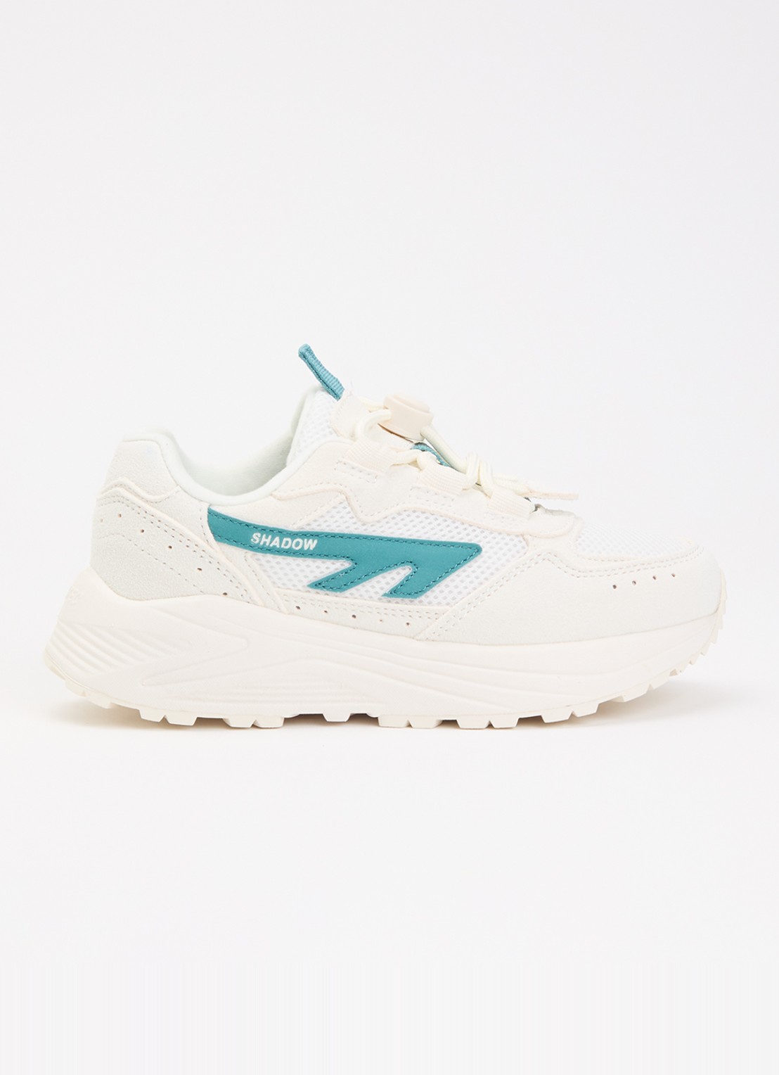 Hi-Tec HTS Kids Shadow Lace sneaker van suède met details van mesh - voorkant 3 creme