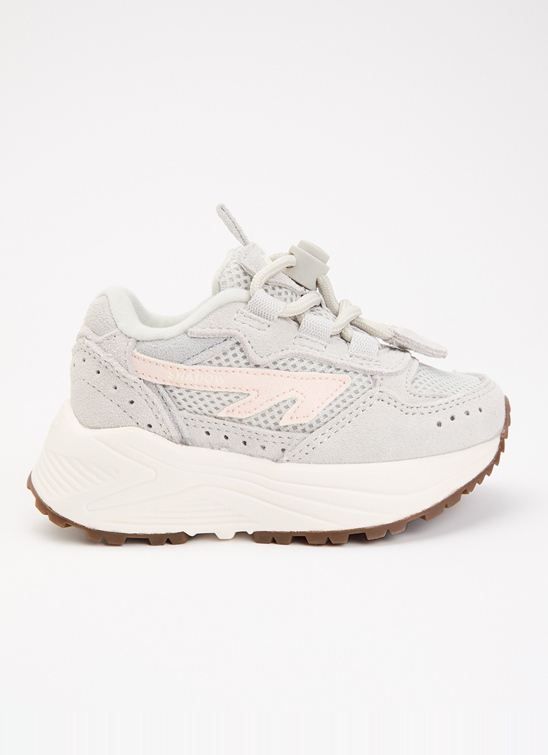 Hi-Tec HTS Kids Shadow Lace sneaker van suède met details van mesh - voorkant 3 lichtgrijs