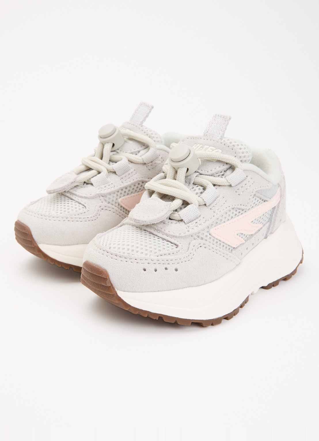 Hi-Tec HTS Kids Shadow Lace sneaker van suède met details van mesh - voorkant 4 lichtgrijs