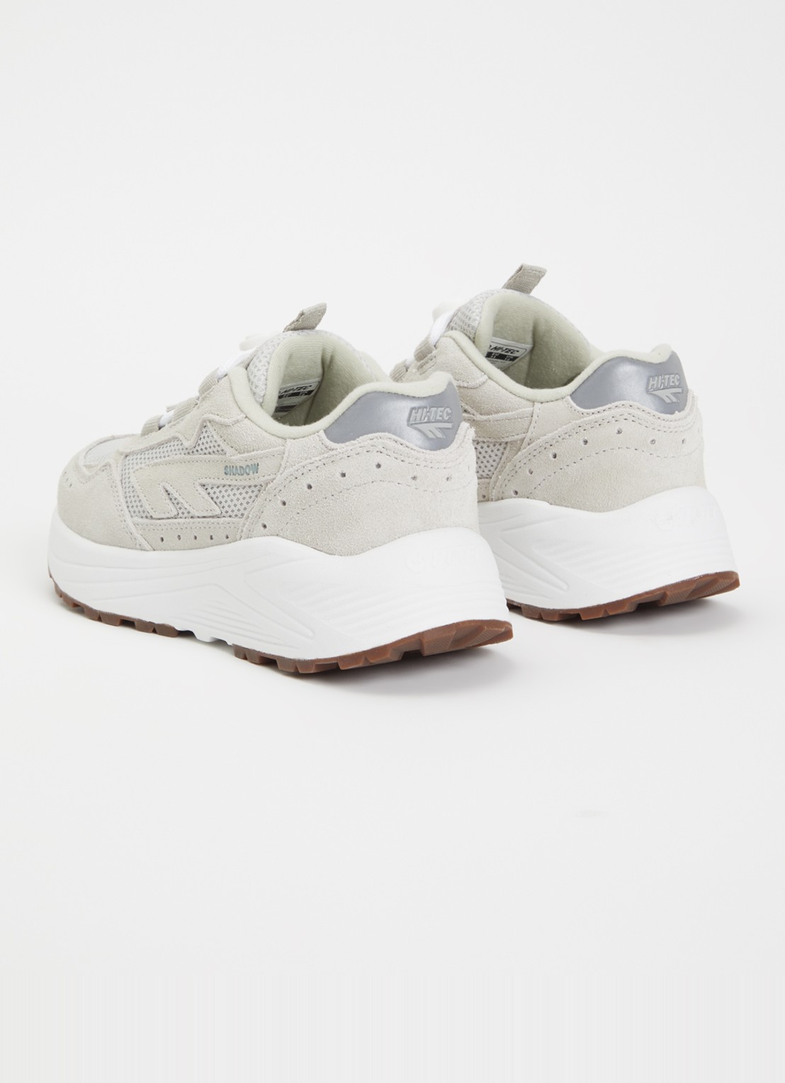 Hi-Tec HTS Kids Shadow Lace sneaker van suède met mesh details - achterkant 4 zilver