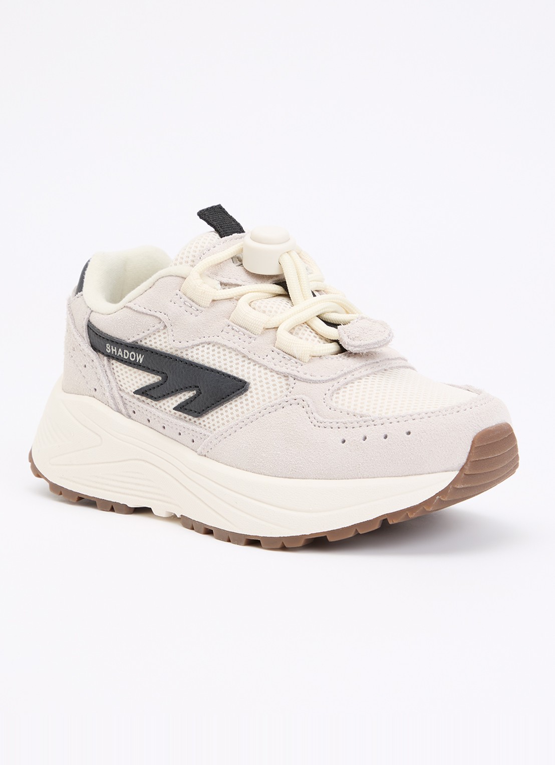 Hi-Tec HTS Kids Shadow Lace sneaker van suède met mesh details - voorkant 3 gebroken wit