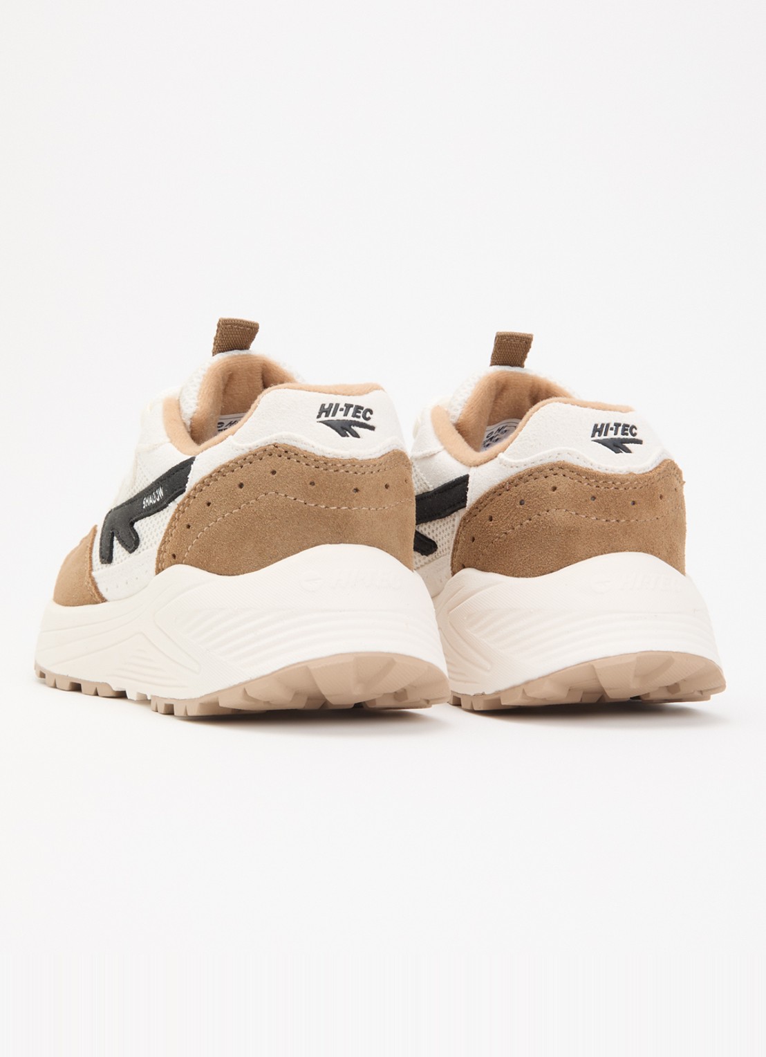 Hi-Tec HTS Kids Shadow Lace sneaker van suède met mesh details - achterkant 4 naturel